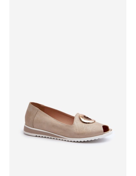 Women's pumps with eco leather ornament in gold Biolita