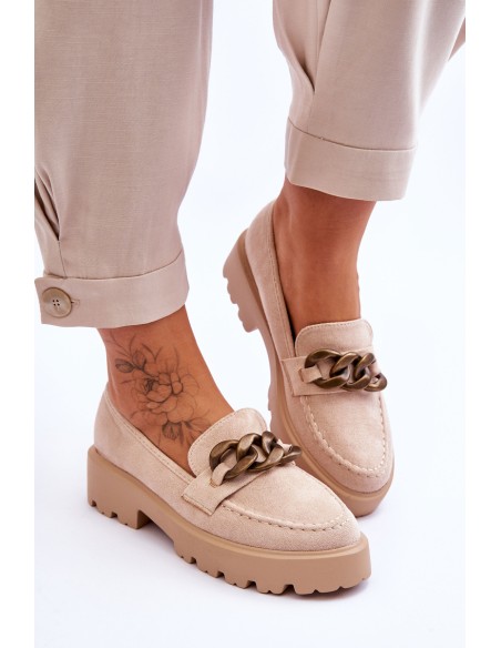 Suede Women's Moccasins S.Barski HX52-222 Beige