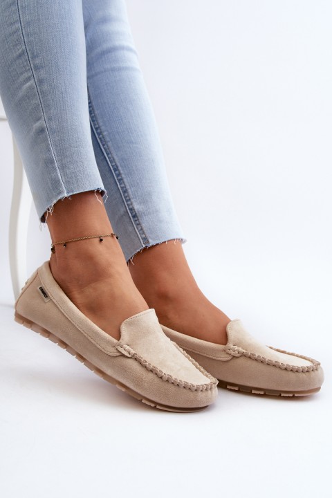 Women's Beige Faux Suede Moccasins Amrutia