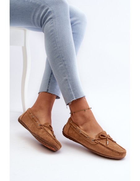 Women's Suede Moccasins Camel Si Passione