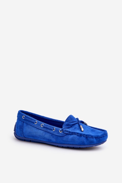 Women's Blue Suede Moccasins Si Passione