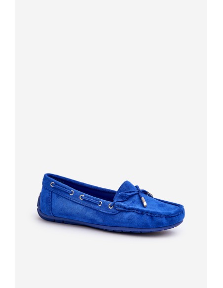 Women's Blue Suede Moccasins Si Passione