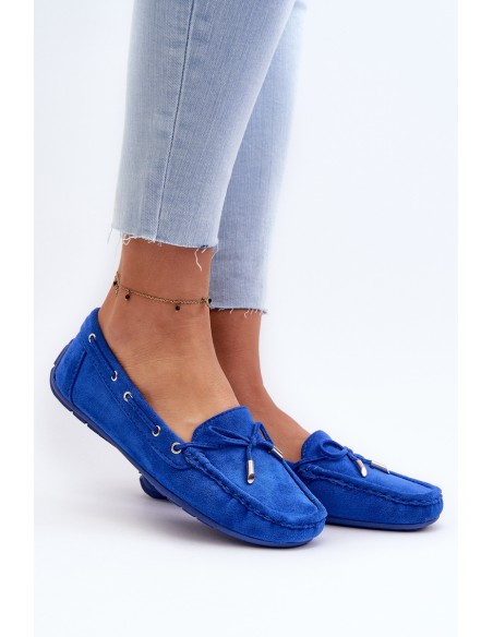 Women's Blue Suede Moccasins Si Passione