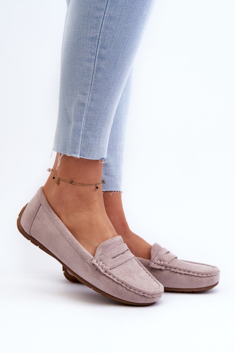 Women's Suede Moccasins Purple Lenvie