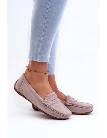 Women's Suede Moccasins Purple Lenvie