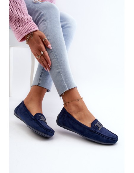 Women's Stylish Suede Moccasins Navy Blue Rabell