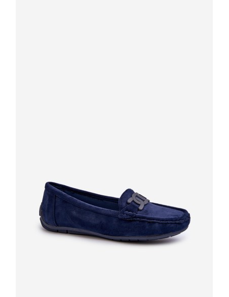 Women's Stylish Suede Moccasins Navy Blue Rabell
