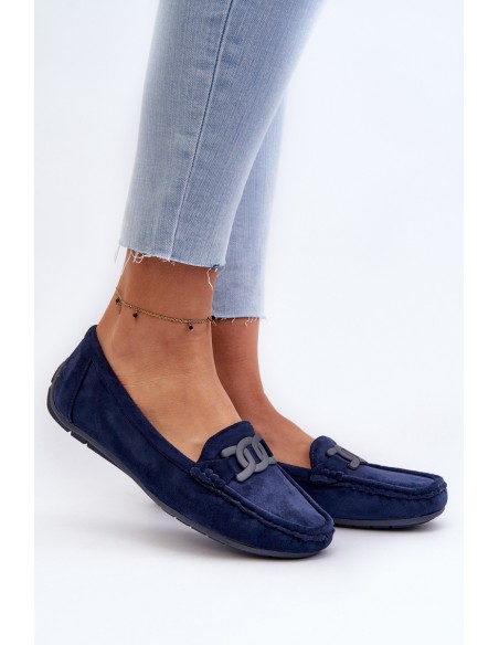 Women's Stylish Suede Moccasins Navy Blue Rabell