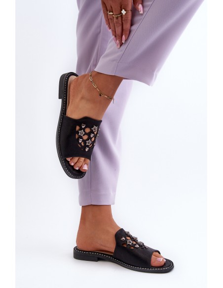 Shiny Women's Sandals With Decorations S.Barski KV27-063 Black