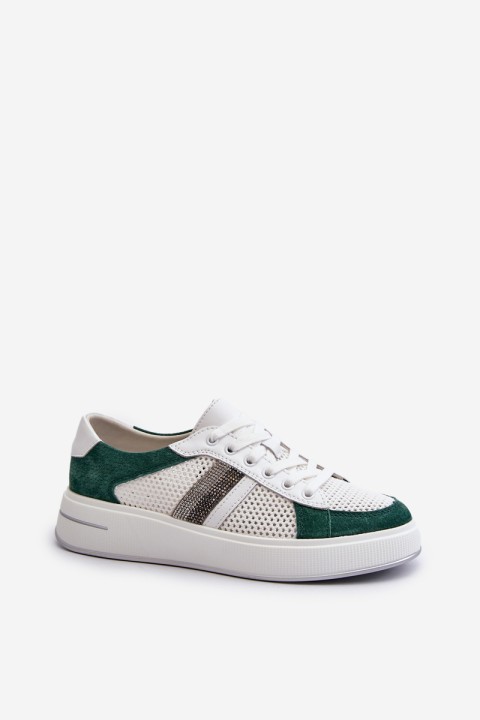 Women's Leather Sneakers D&A LR110 Green-White