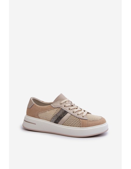 Women's Leather Sneakers D&A LR110 Beige