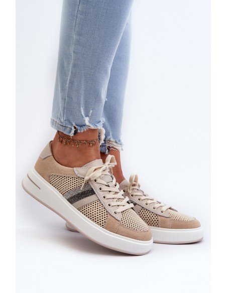 Women's Leather Sneakers D&A LR110 Beige