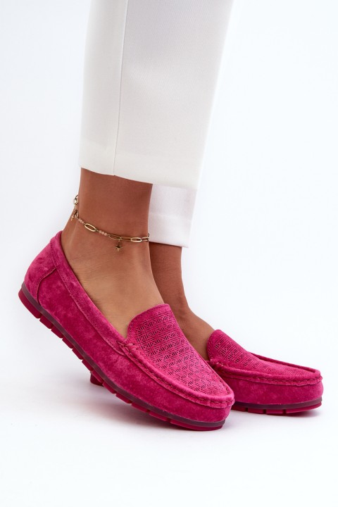 Pink Women's Suede Moccasins S.Barski LR755