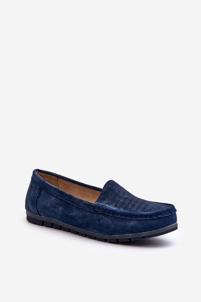 Navy Blue Women's Suede Moccasins S.Barski LR755 2