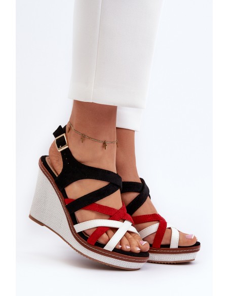 Wedge Sandals With Straps navy blue Ellen