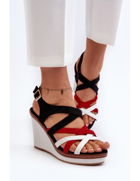 Wedge Sandals With Straps navy blue Ellen