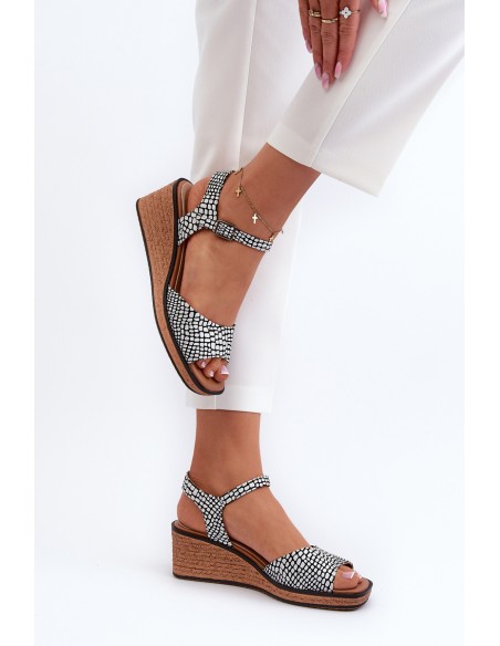 Women's Wedge Sandals Sergio Leone SK303 Black and White