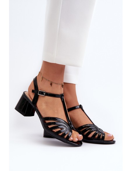 Lacquered Women's High Heel Sandals Sergio Leone SK880 Black