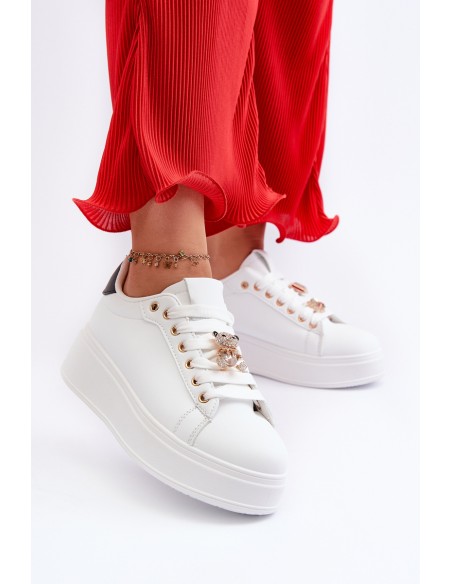 Women's platform sneakers with white embellishments Herbisa