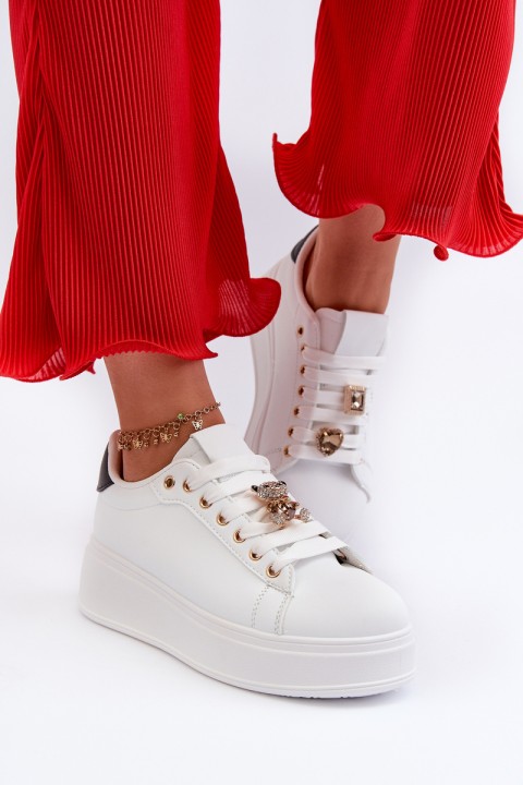 Women's platform sneakers with white embellishments Herbisa