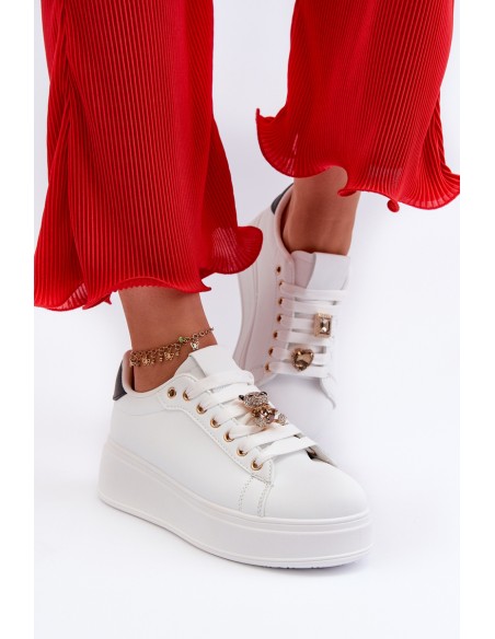 Women's platform sneakers with white embellishments Herbisa