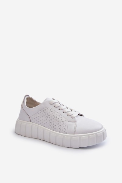 White Women's Leather Platform Sneakers Eselmarie 2