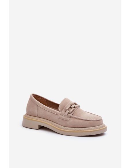 Suede Women's Moccasins S.Barski HX52-222 Beige