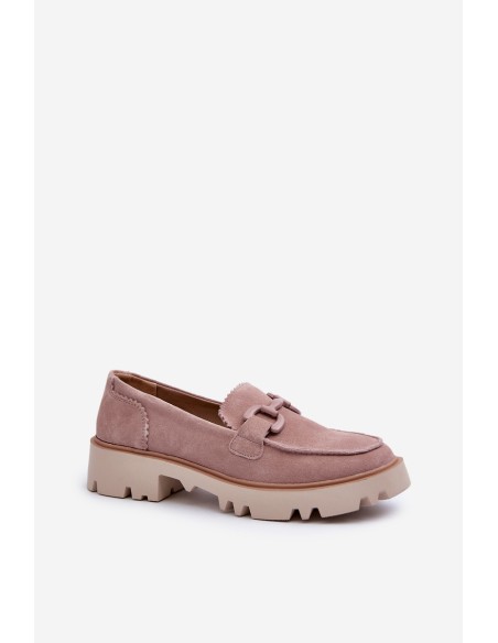 Women's Beige Suede Moccasins with Ornament D&A TW117 Beige