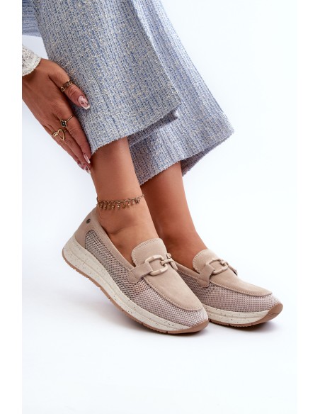 Women's Suede Moccasins D&A TW210 Beige