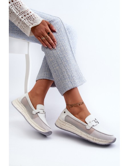 Women's Leather Moccasins D&A TW210 White