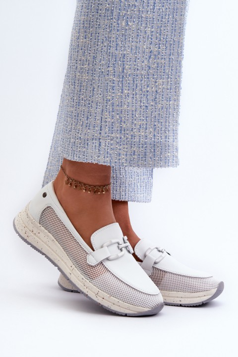 Women's Leather Moccasins D&A TW210 White