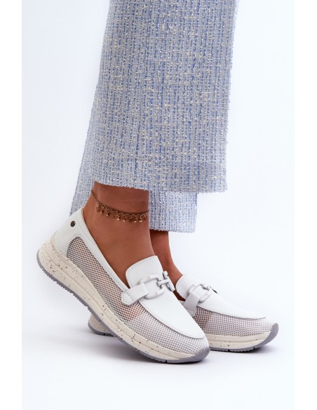 Women's Leather Moccasins D&A TW210 White