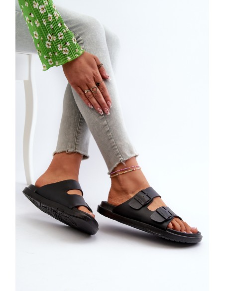 Light Foam Women's Flip Flops With Buckles Big Star NN274A750 Black