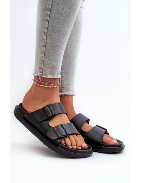 Light Foam Women's Flip Flops With Buckles Big Star NN274A750 Black