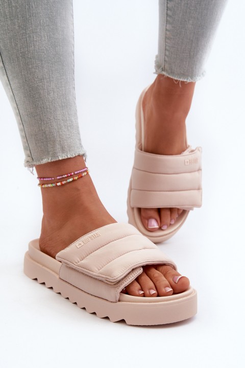 Women's Platform Flip Flops Big Star NN274773 Beige