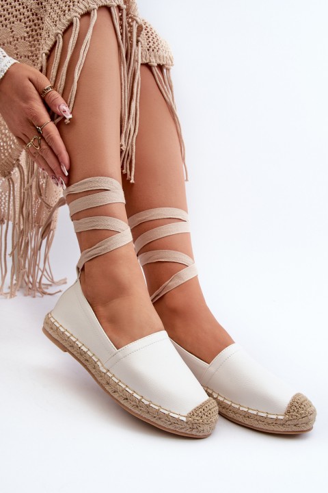 Lace-up Eco Leather Espadrilles White Ismanne