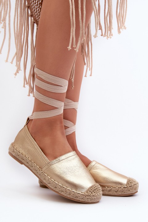 Tied Eco Leather Espadrilles in Gold Ismanne