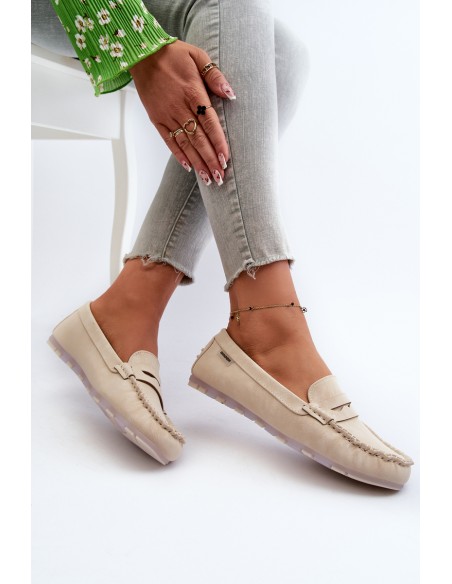 Women's Beige Faux Leather Loafers Celoria