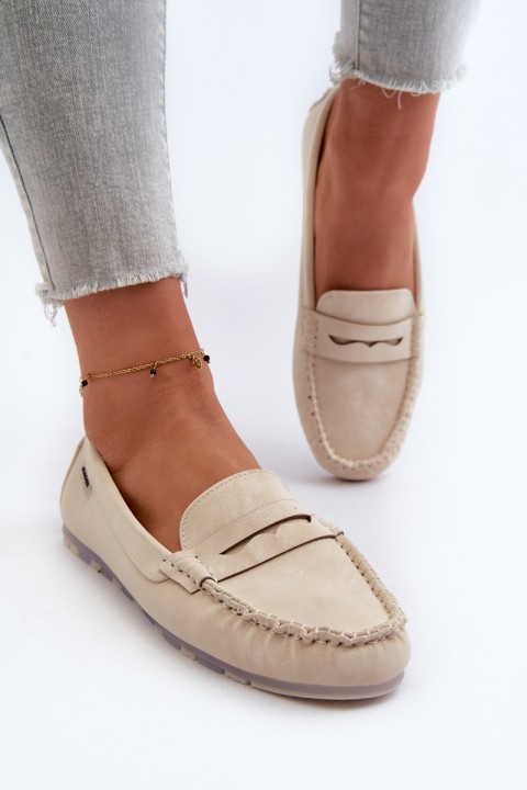 Women's Beige Faux Leather Loafers Celoria