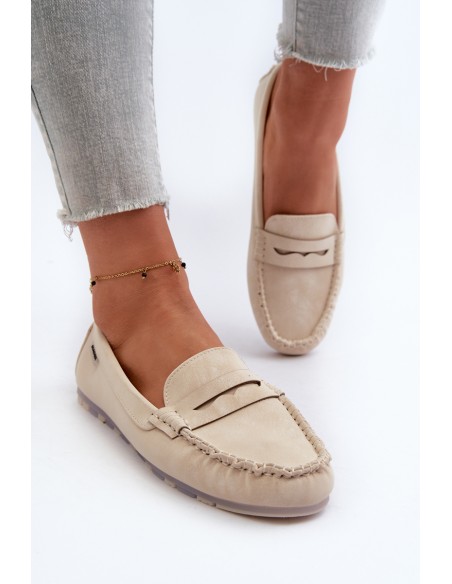 Women's Beige Faux Leather Loafers Celoria