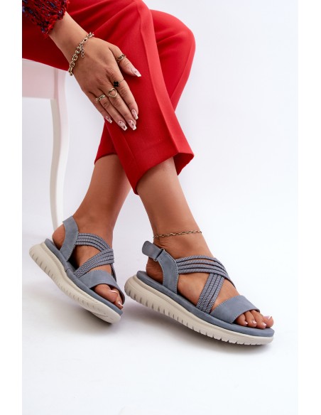 Light Women's Comfortable Velcro Sandals Blue Ceclea