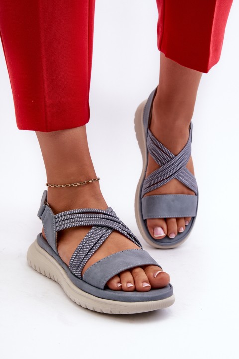 Light Women's Comfortable Velcro Sandals Blue Ceclea