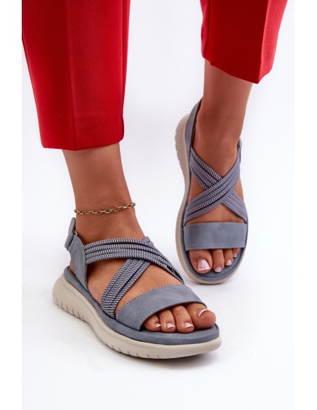 Light Women's Comfortable Velcro Sandals Blue Ceclea