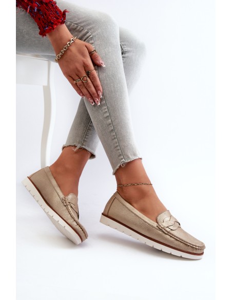 Women's Loafers Made of Eco Leather in Gold Nestalia