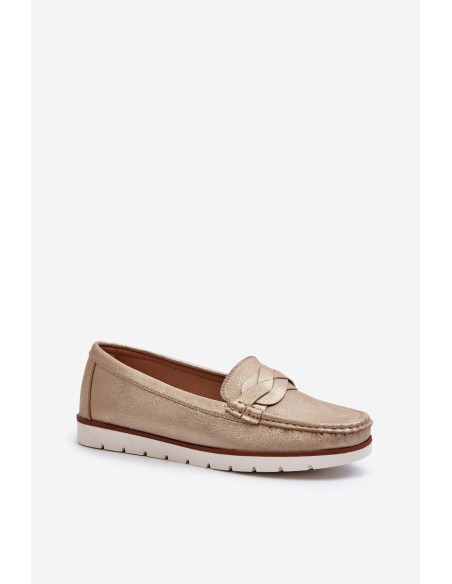 Women's Loafers Made of Eco Leather in Gold Nestalia