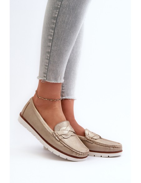 Women's Loafers Made of Eco Leather in Gold Nestalia
