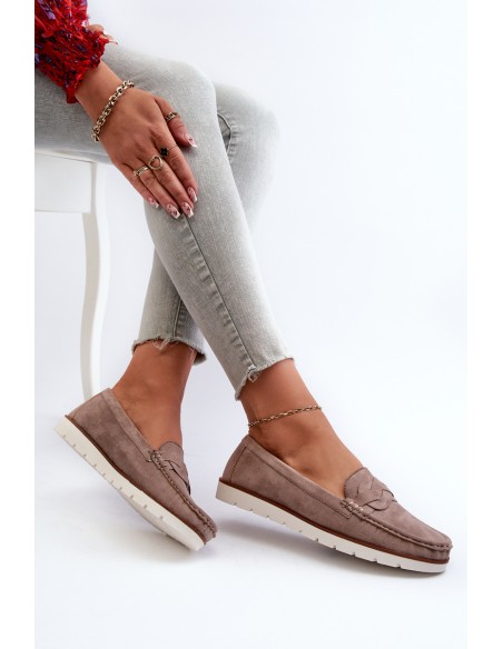 Women's Dark Beige Faux Suede Loafers Nestalia