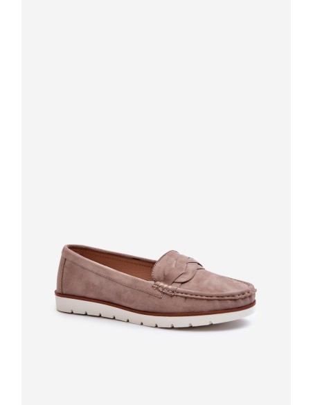 Women's Dark Beige Faux Suede Loafers Nestalia