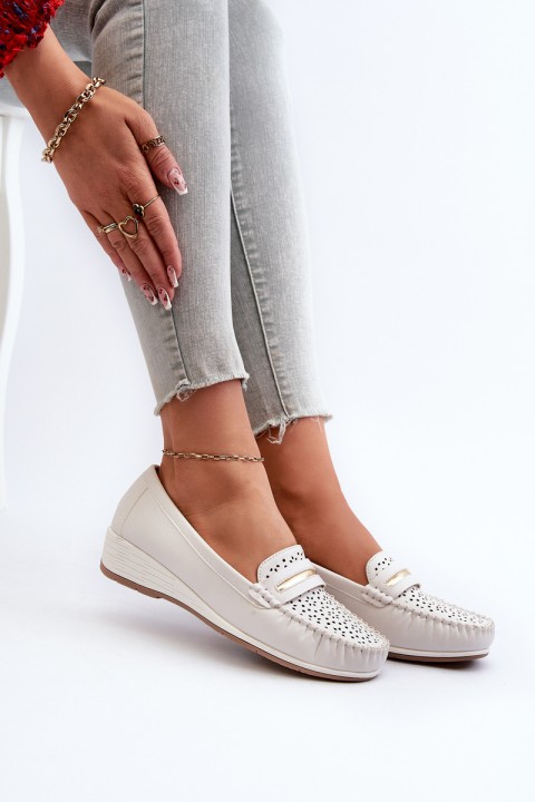 Women's Loafers With Intricate Design Made of Eco Leather Off-White Nassnema