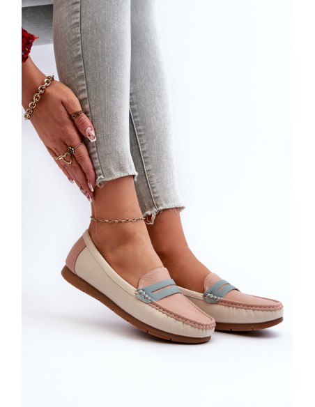 Women's Pink Faux Leather Moccasins Vikitara